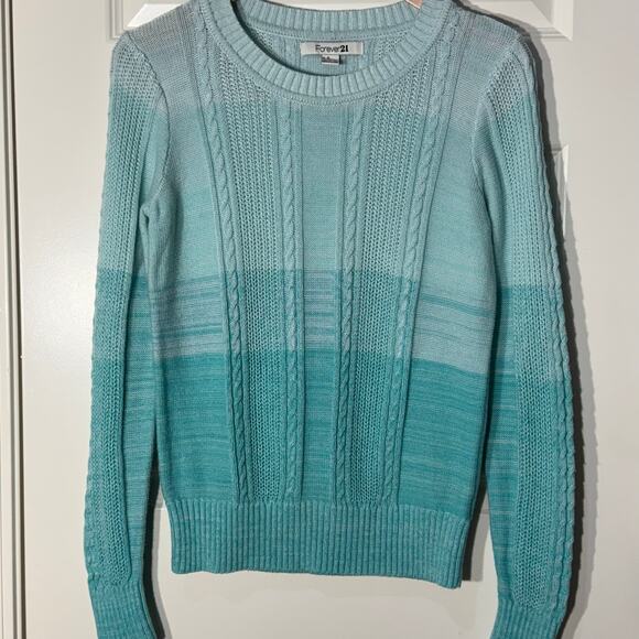 Forever 21 Ombre Teal Knit Sweater, Women's Size M - Picture 2 of 6